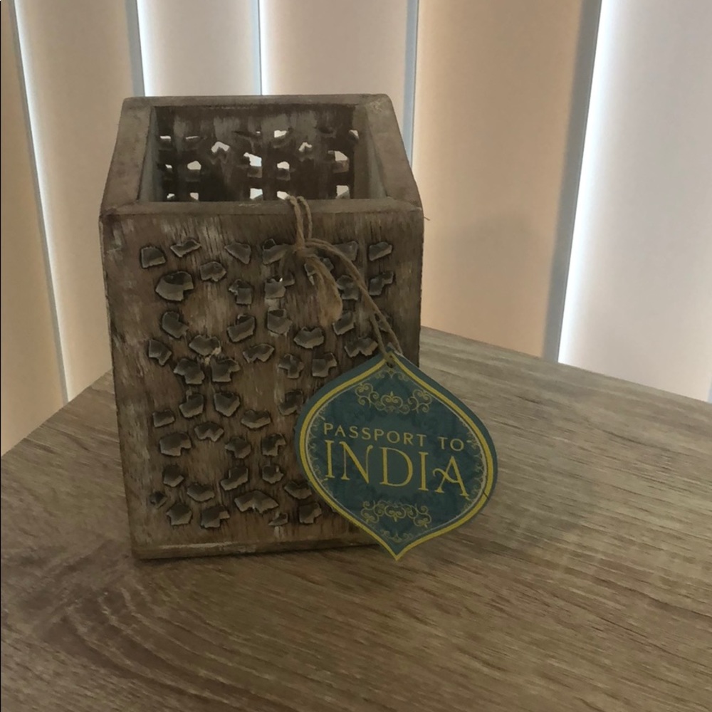 Indian wood carved pencil holder